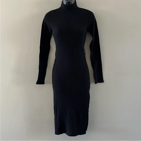 Elegant Black Long Sleeve Dress - Picture 2 of 8